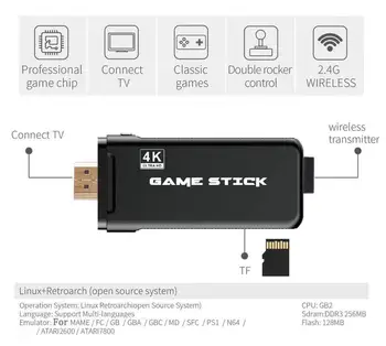 4K HD 64bit 32GB 3550 Žaidimų, Vaizdo žaidimų Konsolę HDMI 2.4 G Bevielis VAS PS1 Mini Retro Kreiptuką Dvigubai Gamepad Valdytojas Dovana