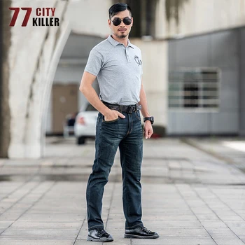 77City Žudikas Karinės Džinsinio audinio Kelnės Vyrams Taktinis Krovinių Elastingumą Poilsiu Vyrų Multi-kišenėje Nešiojami Mens Kelnės Kaubojus Kelnės