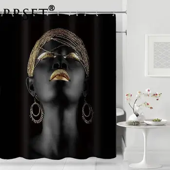 Afrikos Mergaičių Dušo Užuolaidos Amerikos Tamsios Odos, Mergina Modelis Vandeniui Multi-dydis Cortina De Bano Vonios kambarys Dekoro su 12 Kabliukų