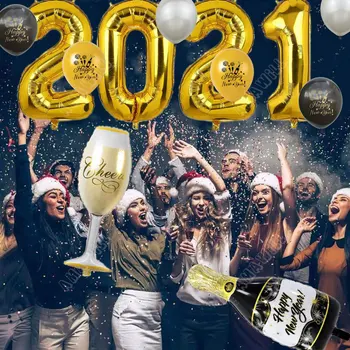 Amawill 2021 Naujųjų Metų Balionų Rinkinys 32Inch Skaičius Folija Balionas Star Šampano Folijos Juosteles Naujųjų Metų Kalėdinė Dekoracija