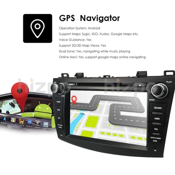 Android10 8 colio brūkšnys Galvos Vienetas dvigubo din Car DVD Grotuvas GPS Navigacija stereo Radijo CANbus už Mazda 3. 2010 m. 2011 m. 2012 m. 2013 m.