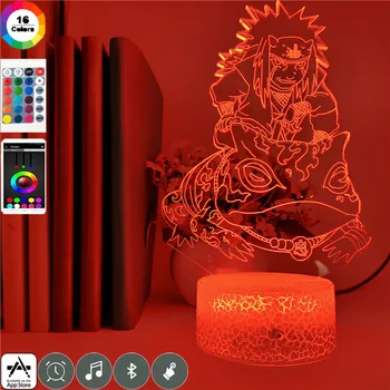 App Kontrolės 3D Lempos Anime Naruto Jiraiya LED Nakties Šviesos Veiksmų Skaičius, 7 Spalvų Liesti Apdailos Lentelės Šviesos Optinė Iliuzija