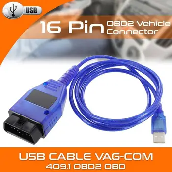 Automobilinis USB Vag-Com Sąsajos Kabelis KKL VAG-COM 409.1 OBD2 OBD II Diagnostikos Skaitytuvas Auto Aux Kabelis