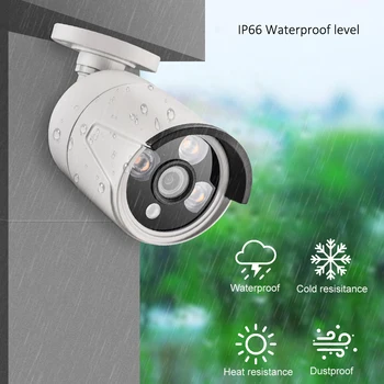 AZISHN H. 265 8CH 5MP POE Saugumo kamerų Sistema, Rinkinys, Veido aptikimas Garso Įrašo IP Kamera Lauko CCTV Vaizdo Stebėjimo NVR Rinkinys