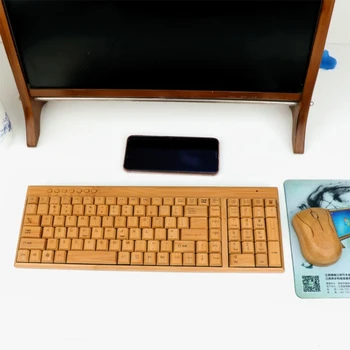 Bambuko Klaviatūra, Pele Wireless Combo Komplektas Nešiojamas PC Office USB Plug ir Play ,Gamtos Pelės, Klaviatūros Naujovė dovanos