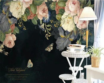 Beibehang Užsakymą tapetai derliaus aliejaus tapybai rožių gėlių sofa-lova, TV foną, sienos popieriaus namų puošybai freskomis 3d tapetai