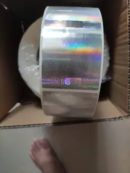Bendrasis sidabro vaivorykštė holografinis folija 3d holograma lipdukas, galite tinkinti tekstus, ir brūkšninį kodą (QR kodą pagal save