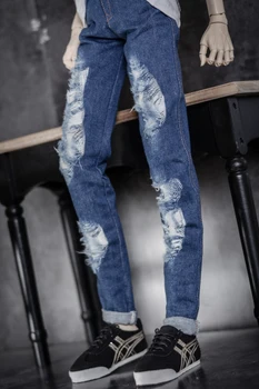 BJD doll drabužiai tinka 1/3 1/4 1/6 MSD dydis mados asmenybės dėvėti skylių suplėšyti džinsai kelnės 2 spalvos