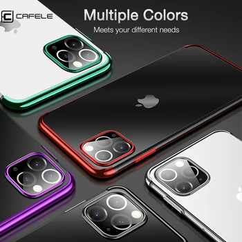 CAFELE Atveju iPhone, 11 Pro Max XS XR Silikono Spalvos Danga Padengti Skaidriu Atgal Minkštos TPU Telefono dėklas skirtas iPhone 11 Pro Max