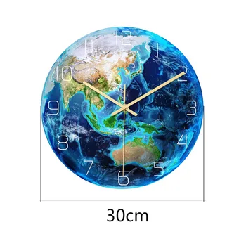Creative 3D Akrilo Šviesos Žemę Sieninis Laikrodis šviečia Tamsoje Silent Numeriai Žemė Kabo Laikrodis, Miegamojo Namų Dekoro 30cm