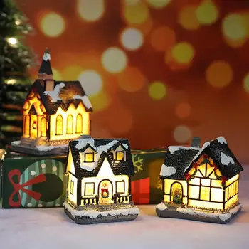 Derva Kalėdų Kaimas Namai Mieste Šiltai Balta LED Lemputė Atostogų Dovanos Kalėdų Dekoracija Namuose