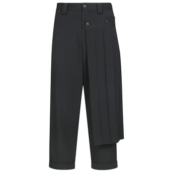 Dvigubas vyrų kelnių sijonas, kelnės ir devynių taškų smailas ritė kelnės, deconstructed vertikalus pjūvis yohji pavasario kelnes. S-9XL!!