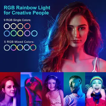 Foto Studija 10inch LED Selfie Šviesos Žiedas su Trikojis Stovas RGB Žiedas Lempos Telefono Fotografija Ringlight 