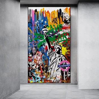Gatvės Grafiti Meno Laisvės Statula Drobės Tapybos Abstraktus, Plakatų ir grafikos Sienos Meno Nuotrauką Kambarį Namų Dekoro