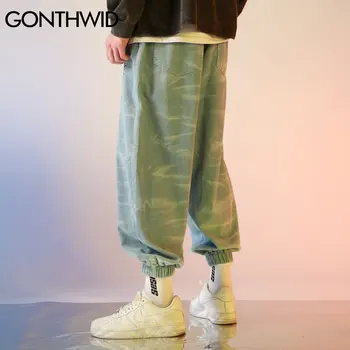 GONTHWID Kaklaraištis Dažų Poilsiu Haremas Krovinių Kelnės Streetwear Mens Harajuku Hip-Hop Atsitiktinis Palaidų Baggy Kelnės 2020 Mados Vyriškos Kelnės