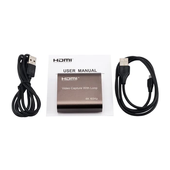 H1111Z 4K 60Hz HDMI Video Capture Card TELEVIZIJOS Linijos 1080P Žaidimą Įrašymo Plokštė Live Transliacijos Langelyje USB 2.0 3.0 Grabber už PS4 Fotoaparatas