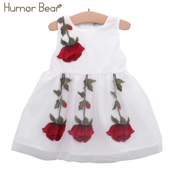 Humoro Lokys Baby Girl Dress Gimtadienio nėrinių Suknelė kūdikių Rožės Infantil Princesė Vestuvių Suknelė Kūdikių, Mergaičių Drabužiai Romper Kūdikių