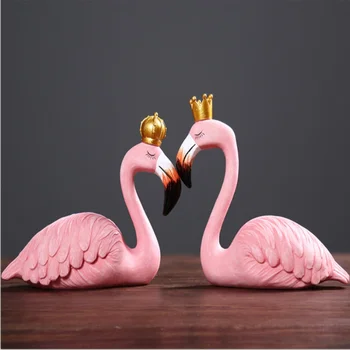 Ins Vėjo Karalius ir Karalienė Papuošalų Kūrybos Namuose Dervos Flamingo Papuošalai Kambarį, TV Spintelė Mėgėjams Dekoratyviniai Papuošalai Dovana