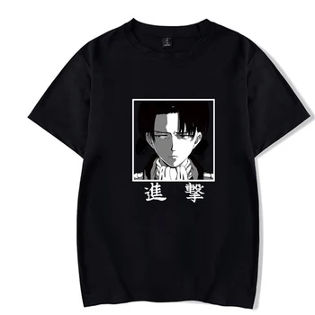 Išpuolis Titan Anime O-kaklo marškinėliai Mados Unisex Juoda Medžiaga