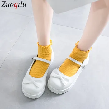 Japonijos Saldus lolita batai balti bowknot platforma batai tvarstis moterų avalynė patogiai kawaii girl loli cosplay batai