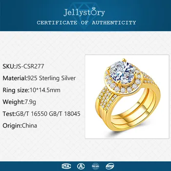 Jellystory prabangus žiedas 925 sterlingas sidabro su 10 mm ovalo formos, AAA, cirkonis akmuo, fine jewelry moterų vestuves dovanos