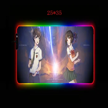 Jūsų Vardas Anime LED Šviesos Kilimėlis RGB Klaviatūros Dangtelio Stalas-kilimėlis Spalvingas Paviršiaus Pelės Padas atsparus Vandeniui Multi-dydis Kompiuteris Gamer