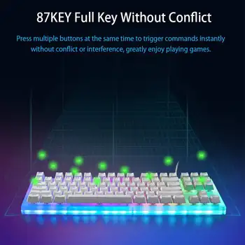 K87 87 Mygtukai RGB Mechaninė Klaviatūra Karšto Keitimo Tipas-C USB 3.1 Laidinio RGB Apšvietimas Žaidimų Mechaninių Klaviatūrų 