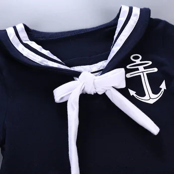 Kūdikis, berniukas, mergaitė medvilnės apranga karinio jūrų laivyno jūreivis stiliaus skrybėlę+romper trumpas rankovės 2vnt nustatyti jumpsuit infantil vasaros gimtadienis drabužius 3-6-12M