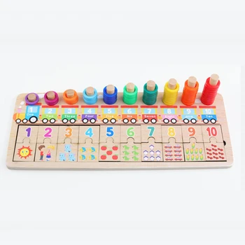 Kūdikių Mediniai Žaislai Montessori Matematikos Žaislas Skaičiavimo Skaitmeninis Pažinimo Rungtynės Dėlionės Švietimo Žaislai, Mediniai Žaislai Vaikams