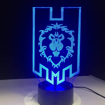 LED World of Warcraft 3D Lempos Aljansas Genčių Ženklai Nuotolinio Valdymo Naktį Šviesos USB Dekoratyvinis Stalo Lempa Vaikų Dovanų