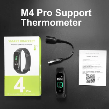 M4 Pro Smart Juosta Termometras M4 Atnaujinti Fitness Tracker Širdies ritmas, Kraujo Spaudimas Fitneso Apyrankę Smart žiūrėti 