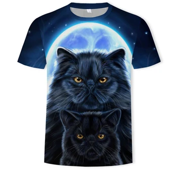 Mados 2020 Naujas Cool Harajuku T-shirt Vyrai/Moterys 3d Marškinėlius Spausdinti dviejų kačių O-Kaklo trumpomis Rankovėmis Vasaros Viršūnes Tees streetwearT marškinėliai