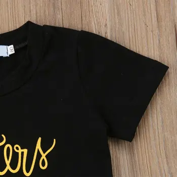 Mados 2vnt Bamblys Vaikams Baby Girl trumpomis Rankovėmis T-shirt Viršūnes + Džinsinio Šortai, Kelnės Aprangą, Drabužius Rinkinys