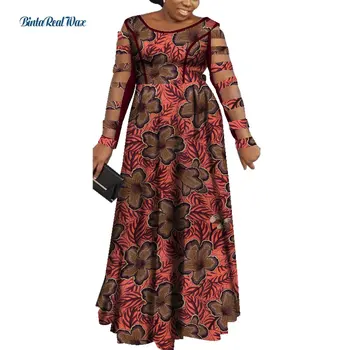Moterų Suknelė Afrikos Spausdinti Suknelės Moterims Ilgi Tuščiaviduriai Rankovės Mermaid Dress Šalis Suknelė Vestido heidi bazin Afrikos Drabužių WY7565