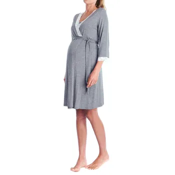Motinystės suknelės, Vyriški Nėriniai Pregnants Atsitiktinis Slaugos Kūdikio Motinystės Pižama Naktį-Rob Suknelė sukienki ciazowe