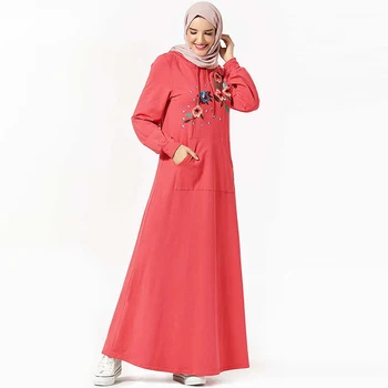 Musulmonų Suknelė Islamo Turkija Stilingas, Patogus Hoodie Gobtuvu Turėti Kišenėje Artimųjų Rytų Išsiuvinėti Dubajus Ilgomis Rankovėmis Arabų Suknelė
