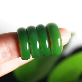 Natūrali Žalioji Hetian Jade Žiedas Kinijos Žadeitas Amuletas Mados Žavesio Papuošalai Ranka Raižyti Amatininkų Dovanas Moterims Vyrai