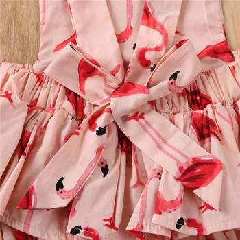 Naujagimio Mergaičių Drabužius Flamingo Rankovių Backless Romper Medvilnės Jumpsuit Bodysuit Apranga 0-24M