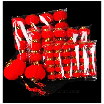 Nemokamas pristatymas 1bag Rudens Vidurio Žibintų Festivalis mini flocking dekoratyviniai patalpų pakibęs medis raudonas pakabukas mažas žibintų
