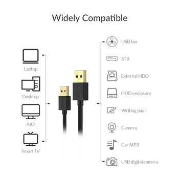 ORICO USB Vyrų Vyrų Kabelis USB į USB Kabelį Auksu ilgiklis Fotoaparato Kompiuteris Super Speed Kabelis Extender