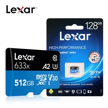 Originalus Lexar micro sd kortelė 32GB 64GB 128GB 256 GB 512 GB atminties kortelė class10 u1 u3 tf flash kortelės įtraukti adapteris