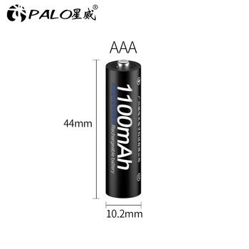 PALO 1100mAh 1.2 V AAA tipo NIMH Baterijas 1100mAh 3A AAA 1.2 V Įkraunamas Akumuliatorius, žaislų kamera, žibintuvėlis