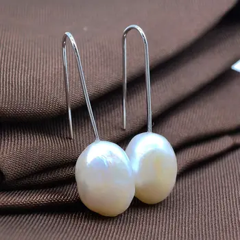 Paprasta lašas auskarai. Natūralūs gėlo vandens baroko perlas. Daugiaspalvis. 925 sterlingas sidabro. Moterų sidabro auskarai