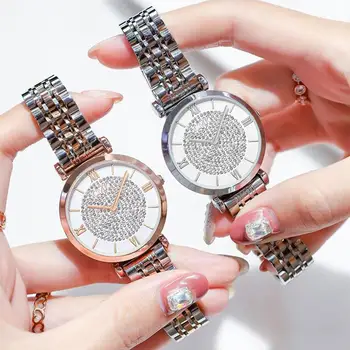 Prabanga Moterų Laikrodžiai Paprastas Elegantiškas Ponios Žiūrėti zegarek damski Nerūdijančio Plieno Metalo Moterų Wrsiwtwatch relogio feminino saati