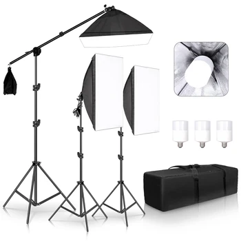 Profesionali Foto Studija Softbox Žibintai Nuolat Apšvietimo Rinkinys, Priedai, Įranga, 3Pcs Soft Box,LED Blub,Trikojis Stovas