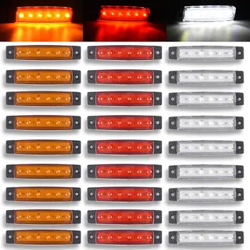 Raudona Geltona balta mėlyna green12/24V 6 SMD LED Auto Automobilis, Autobusas, Sunkvežimis, Sunkvežimių Šoniniai Gabaritiniai Led Priekabos Žibintas Galinis Šoninis Lempa