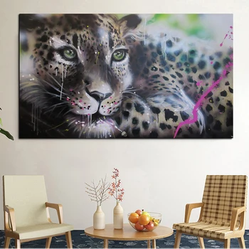 RELIABLI Gyvūnų Plakatai Ir Spausdina Pilka Leopard Nuotraukas Drobės, Paveikslai, Sienos Menas Namų Kambarį Apdaila, be Rėmelio