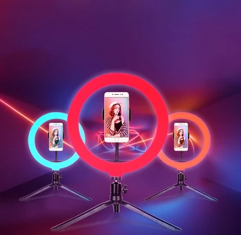 RGB šviesos žiedas su stovu ir telefono laikiklis, žiedas šviesos 26cm žiedas šviesos avec trepied 10inch Mini Selfie LED Stalinis dovana !!!