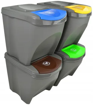 Rinkinys 4 šiukšlių dėžėse/perdirbimo 100L (4x25L) Prosperplast plastiko Sortibox įvairių spalvų