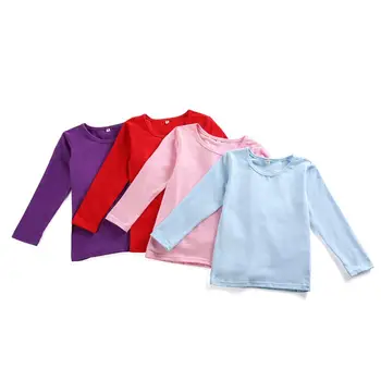 Rudenį ir žiemą medvilnės berniukų ir mergaičių marškiniai ilgomis rankovėmis paprasti, vaikams, sportinius marškinėlius